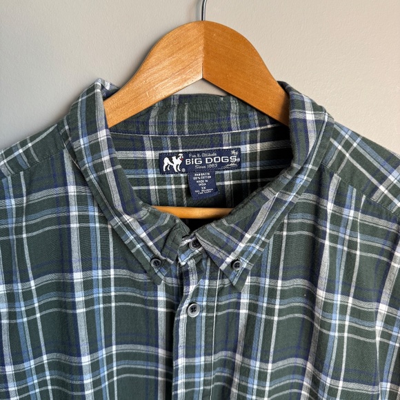 Big Dogs Men's Plaid Vintage Button Up Short Sleeve Cotton Shirt Green Size 3X‎ - Picture 5 of 14